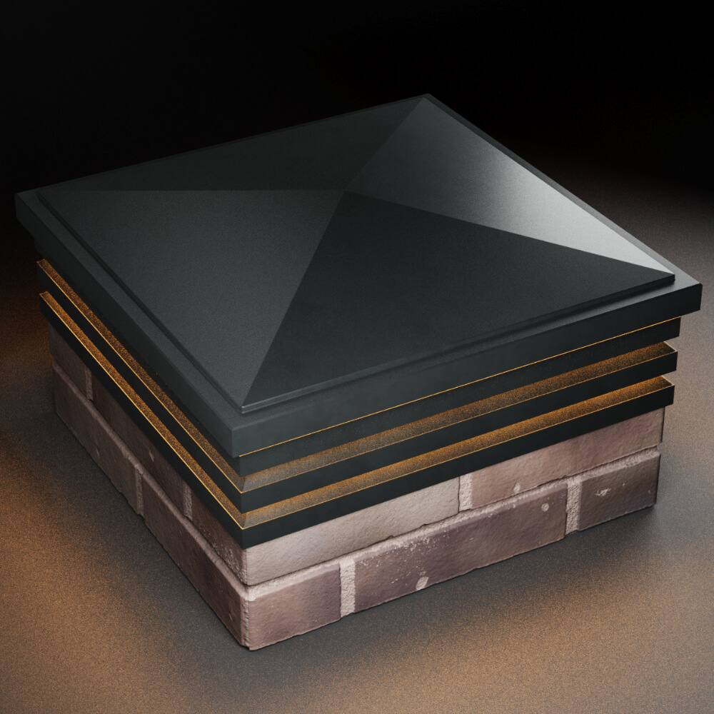 Колпак Zking Бона ХайТек Черный на столб 2х2 кирпича (513х513мм) с подсветкой в Донецке фото