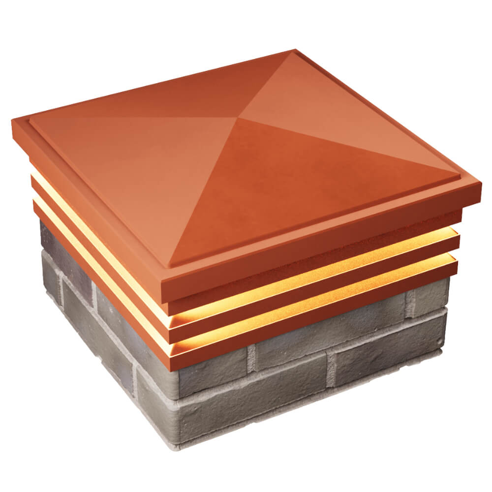 Колпак Zking Бона ХайТек Красный на столб 1.5х1.5 кирпича (385х385мм) с подсветкой в Донецке фото