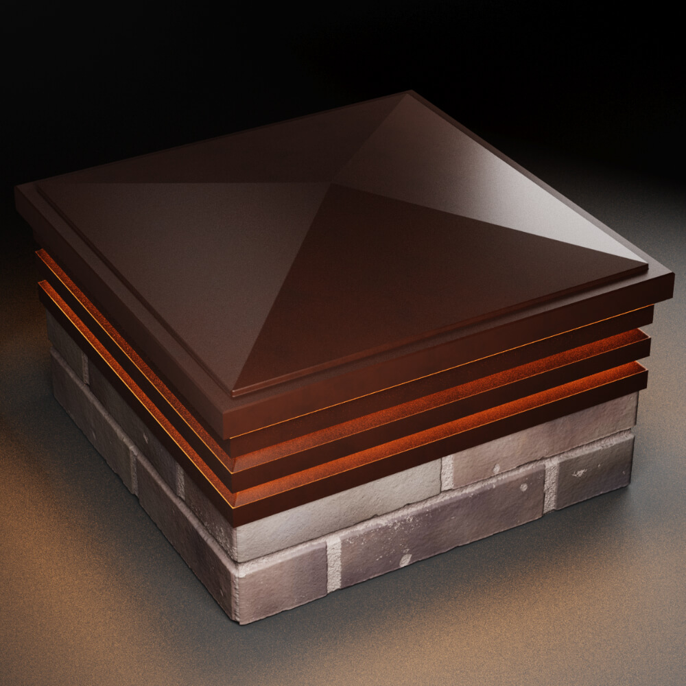 Колпак Zking Бона ХайТек Коричневый на столб 2х2 кирпича (513х513мм) с подсветкой в Донецке фото