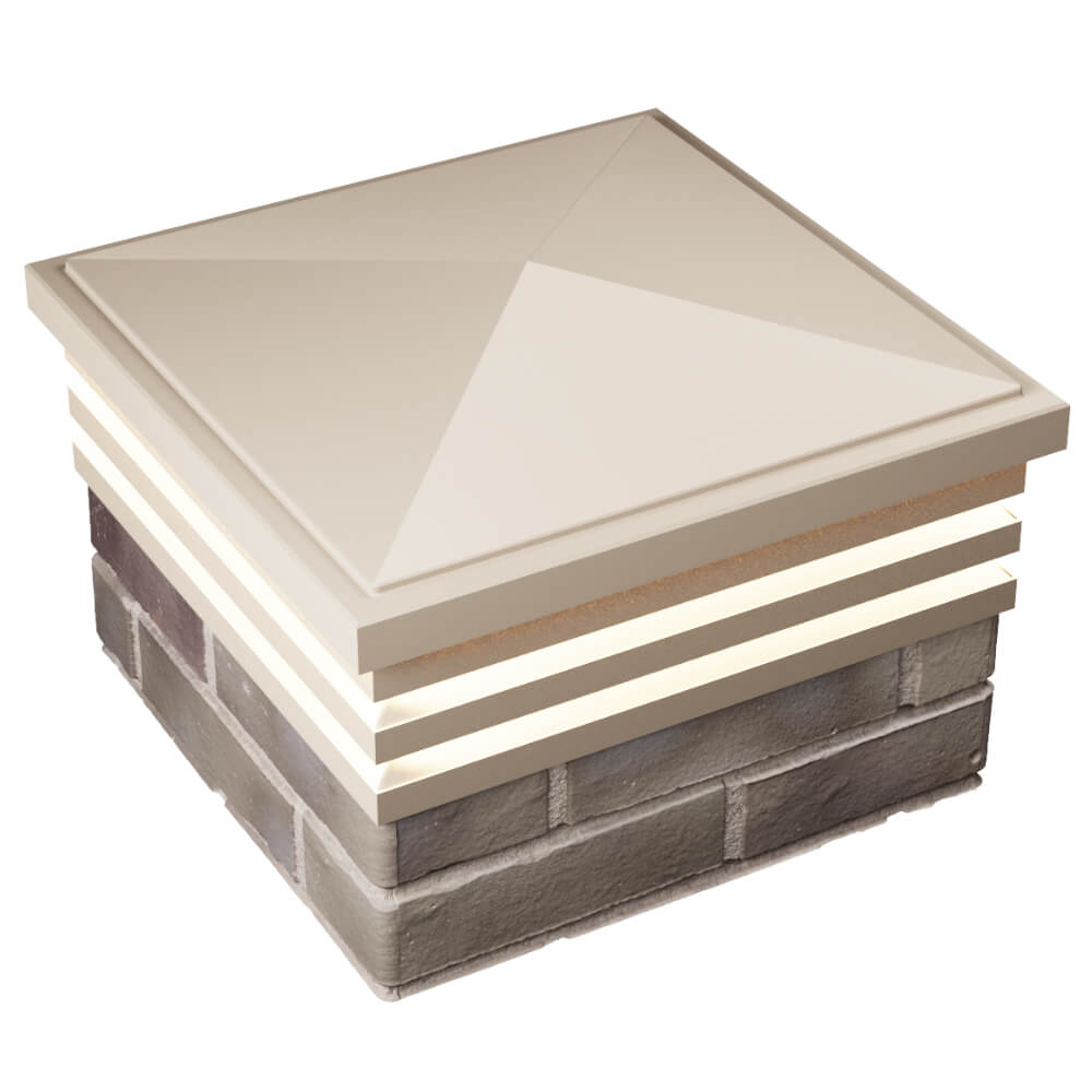 Колпак Zking Бона ХайТек Бежевый на столб 1.5х1.5 кирпича (385х385мм) с подсветкой в Донецке фото