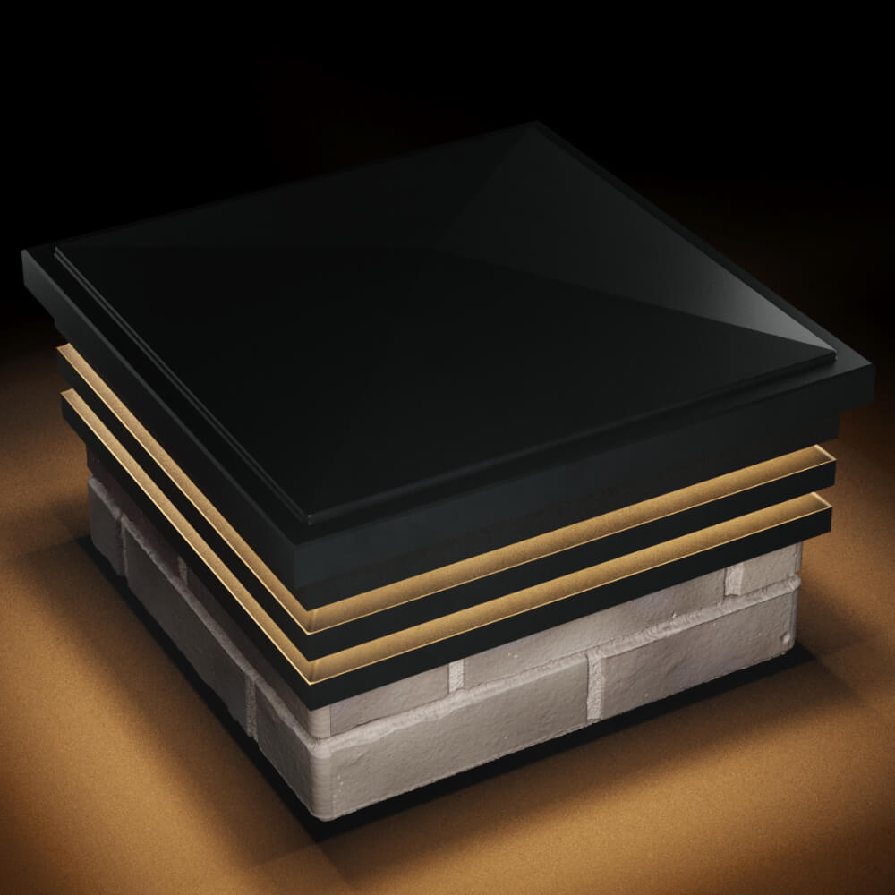 Колпак Zking Бона ХайТек Черный на столб 1.5х1.5 кирпича (385х385мм) с подсветкой в Донецке фото