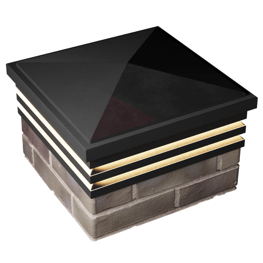 Колпак Zking Бона ХайТек Черный на столб 1.5х1.5 кирпича (385х385мм) с подсветкой в Донецке фото