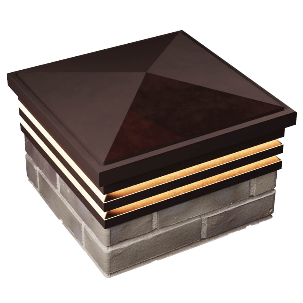 Колпак Zking Бона ХайТек Коричневый на столб 1.5х1.5 кирпича (385х385мм) с подсветкой в Донецке фото