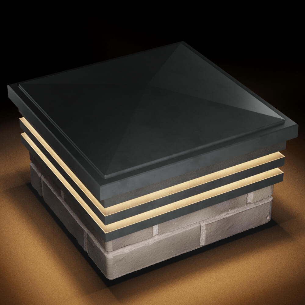 Колпак Zking Бона ХайТек Серый на столб 1.5х1.5 кирпича (385х385мм) с подсветкой в Донецке фото