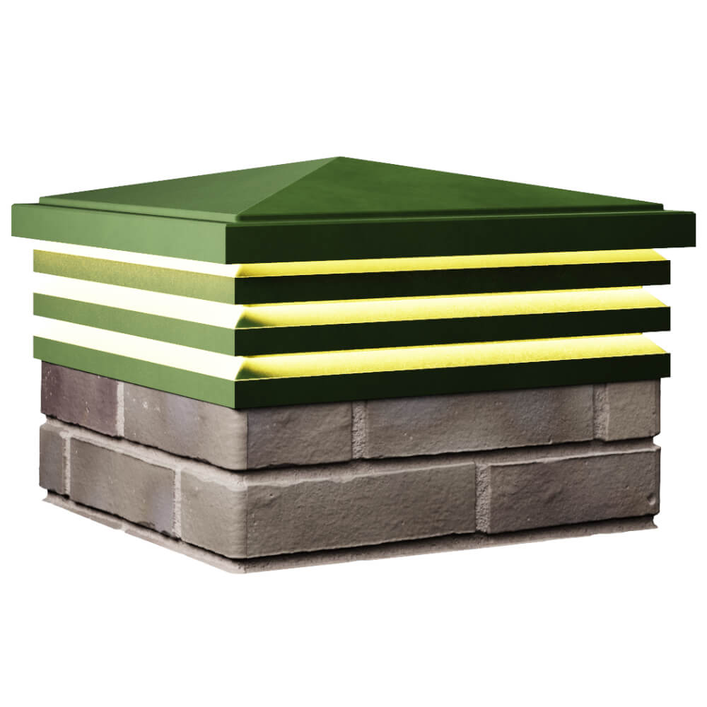 Колпак Zking Бона ХайТек Зеленый на столб 1.5х1.5 кирпича (385х385мм) с подсветкой в Донецке фото