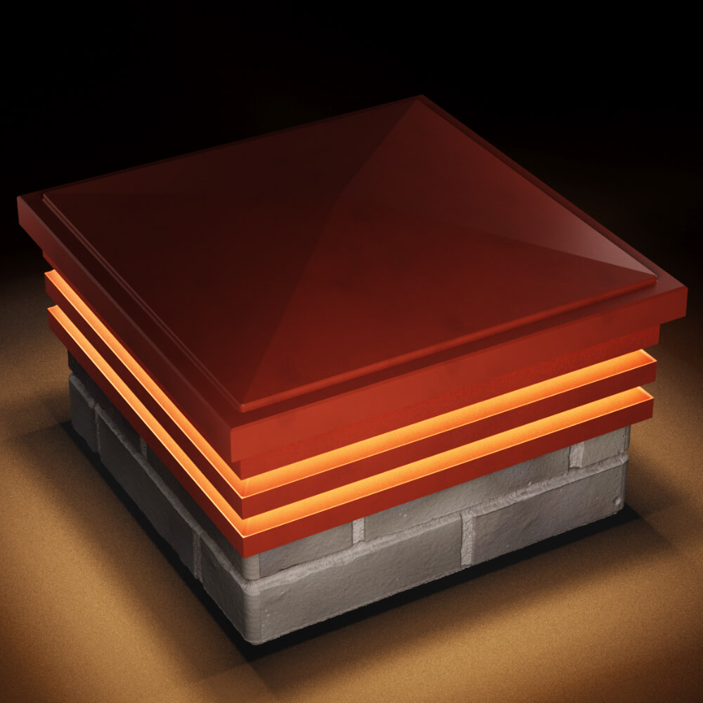 Колпак Zking Бона ХайТек Красный на столб 1.5х1.5 кирпича (385х385мм) с подсветкой в Донецке фото