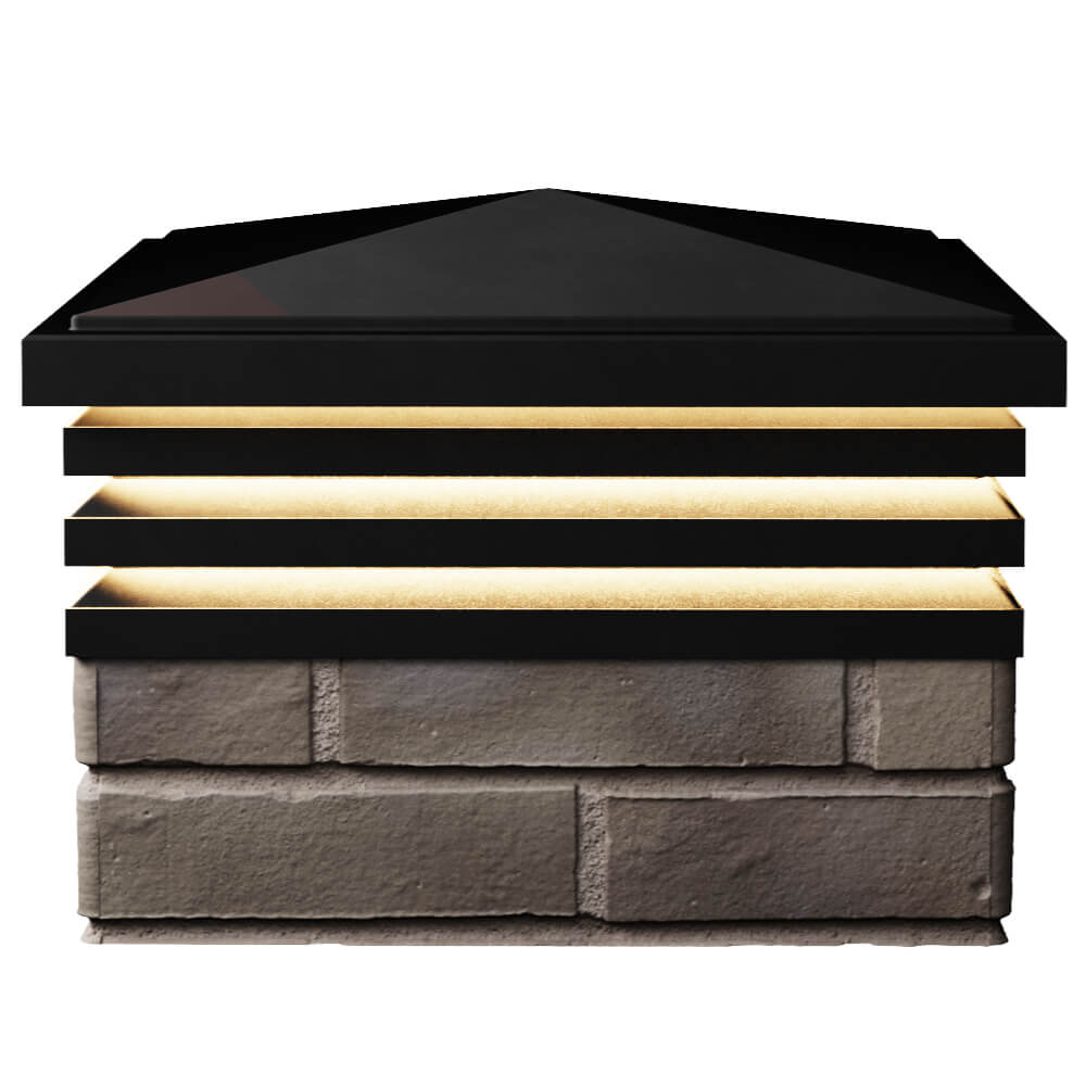 Колпак Zking Бона ХайТек Черный на столб 1.5х1.5 кирпича (385х385мм) с подсветкой в Донецке фото