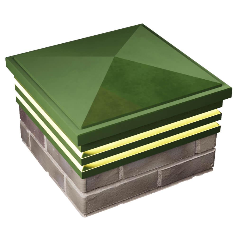 Колпак Zking Бона ХайТек Зеленый на столб 1.5х1.5 кирпича (385х385мм) с подсветкой в Донецке фото