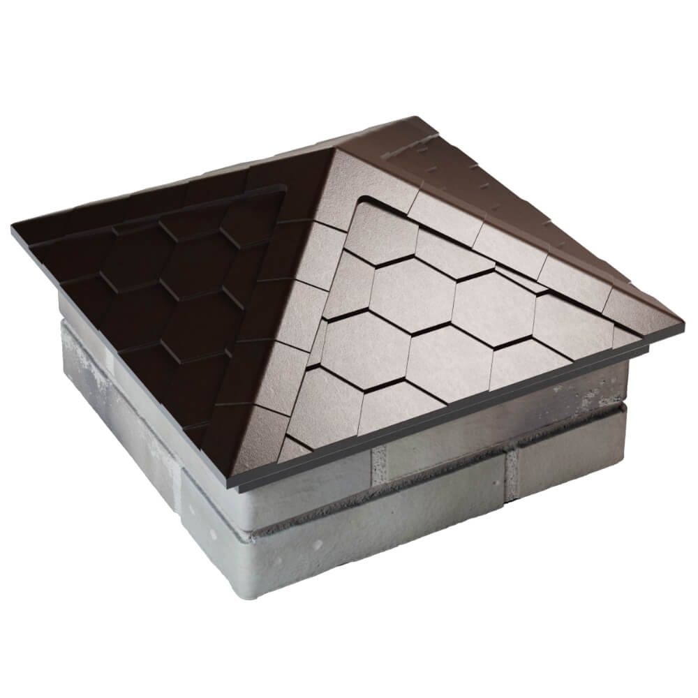 Колпак Zking Эверест Коричневый на столб 1.5х1.5 кирпича (390х390мм) в Донецке фото