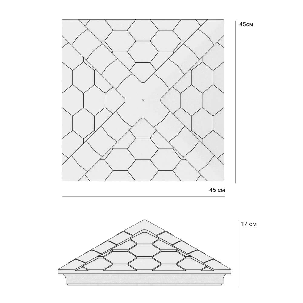 Колпак Zking Эверест Серый на столб 1.5х1.5 кирпича (390х390мм) в Донецке фото