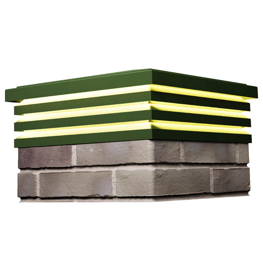 Колпак Zking Бона ХайТек Зеленый на столб 1.5х1.5 кирпича (385х385мм) с подсветкой в Донецке фото