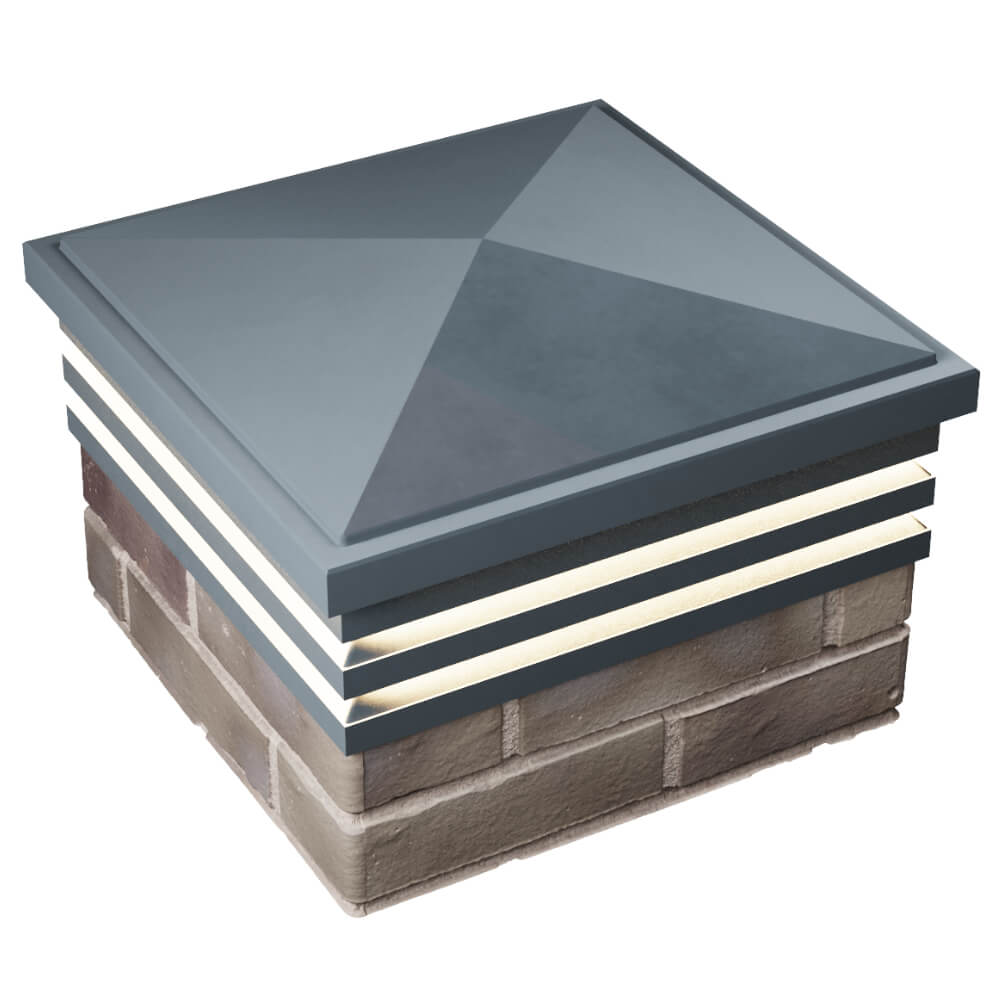 Колпак Zking Бона ХайТек Серый на столб 1.5х1.5 кирпича (385х385мм) с подсветкой в Донецке фото