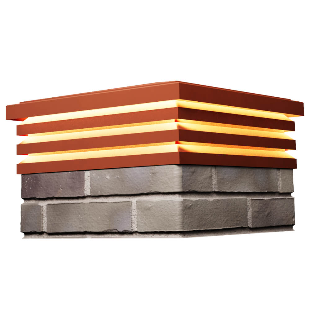 Колпак Zking Бона ХайТек Красный на столб 1.5х1.5 кирпича (385х385мм) с подсветкой в Донецке фото