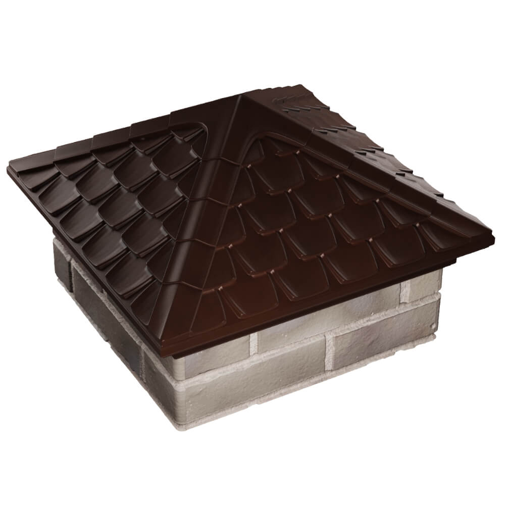 Колпак Zking Эльбрус Коричневый на столб 1.5х1.5 кирпича (385х385мм) в Донецке фото