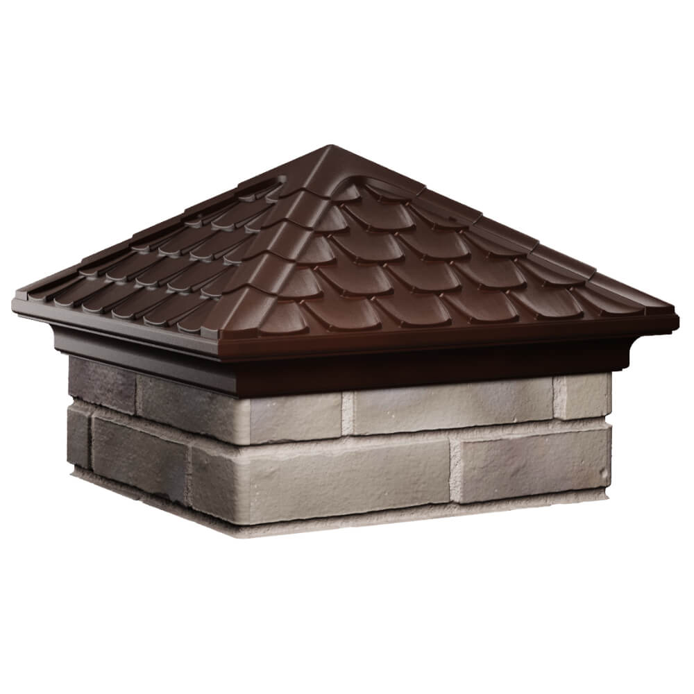 Колпак Zking Эльбрус Коричневый на столб 1.5х1.5 кирпича (385х385мм) в Донецке фото