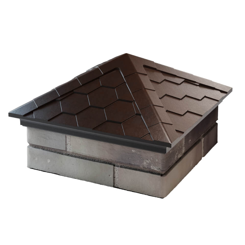 Колпак Zking Эверест Коричневый на столб 1.5х1.5 кирпича (390х390мм) в Донецке фото
