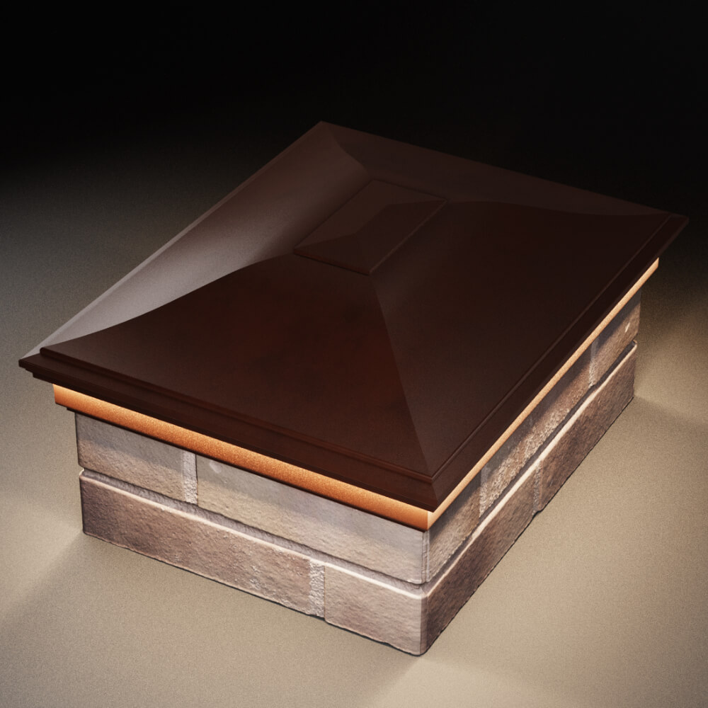 Колпак Zking Монблан Коричневый на столб 2х1.5 кирпича (515х385мм) c подсветкой в Донецке фото