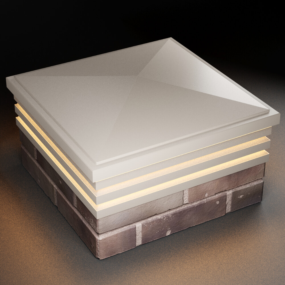 Колпак Zking Бона ХайТек Бежевый на столб 2х2 кирпича (513х513мм) с подсветкой в Донецке фото